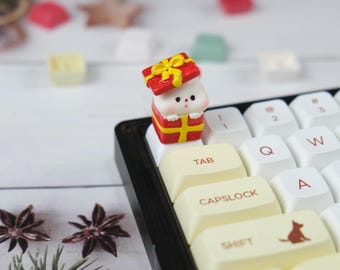 CHRISTMAS KEYCAPS , Adorable Bear Keycap Esc, ARTISAN keycap handmade for Mechanical keyboard ,Christmas idea Gift for Gamer , Cute Keycap ,