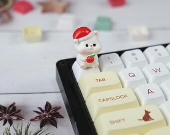 CHRISTMAS KEYCAPS , Adorable Bear Keycap Esc, ARTISAN keycap handmade for Mechanical keyboard ,Christmas idea Gift for Gamer , Cute Keycap ,
