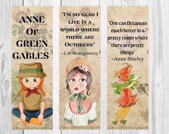 Anne of Green Gables bookmark set, digital bookmark, a world with Octobers