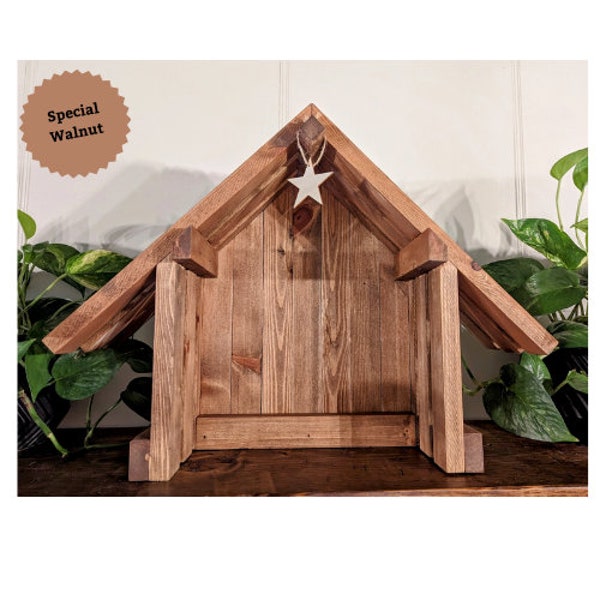 Handmade Wooden Creche For Willow Tree Nativity Set or Similar (Figurines Not Included)