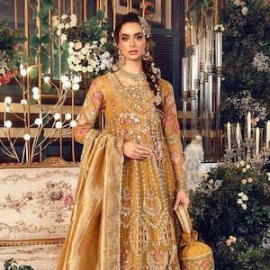 yellow party dress pakistani Cotton Kurta Sets Women - Yellow Pakistani Kurta With Trouser & Dupatta - Dresses for Women - Indian Party Wear - 3 Piece Set Salwar Kameez