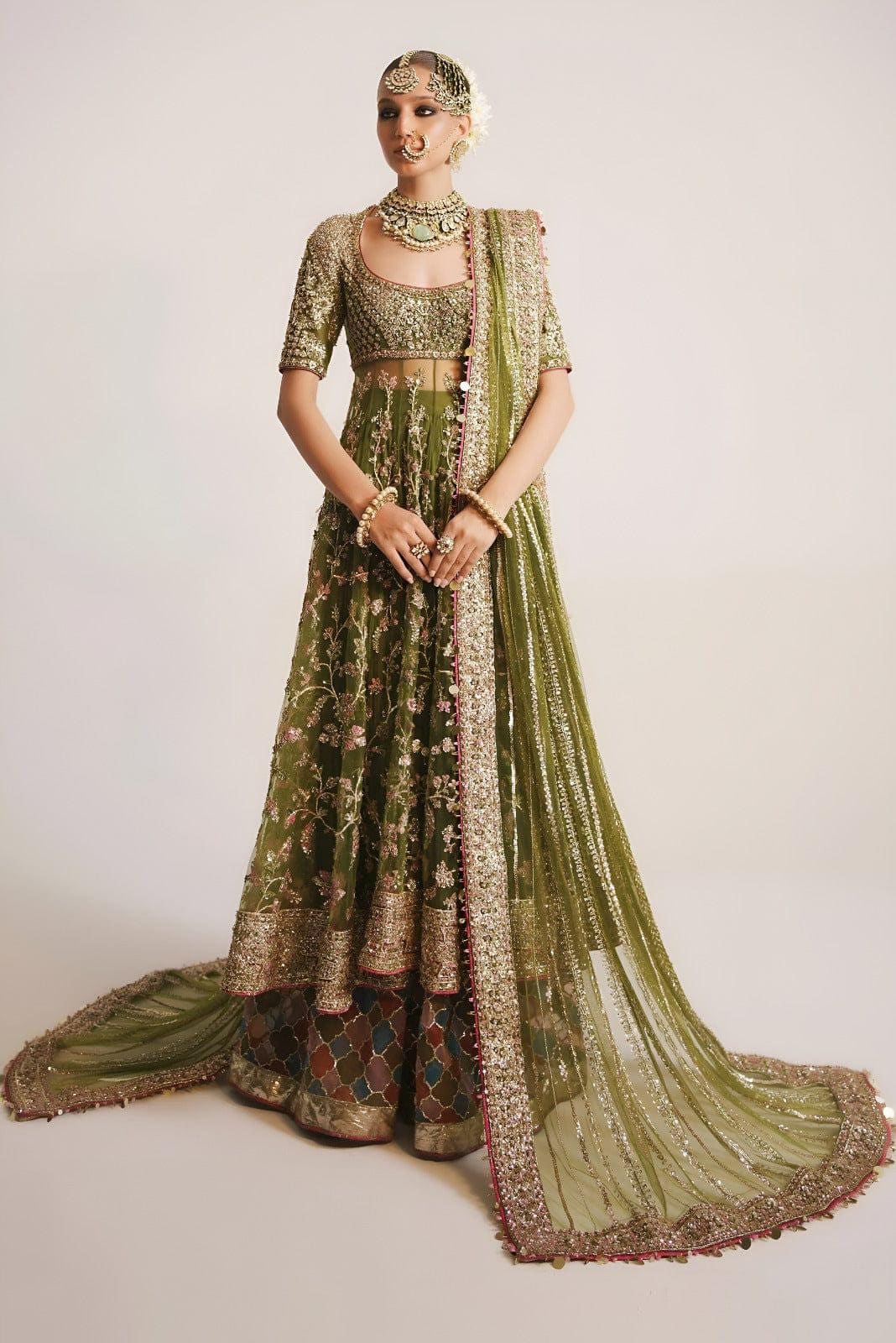 mini dress sage green Mehndi Green Stitched 3Pc