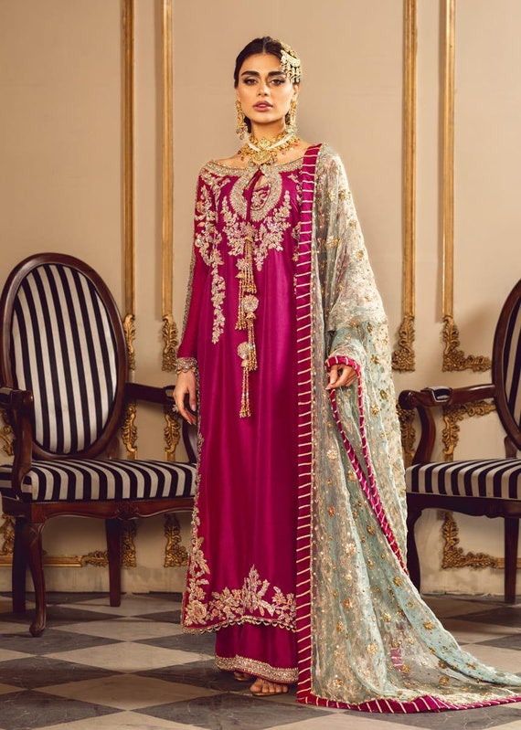slim fit dress slacks Lorelei- Pakistani Mehendi & Wedding Dress – Karigur main image 0