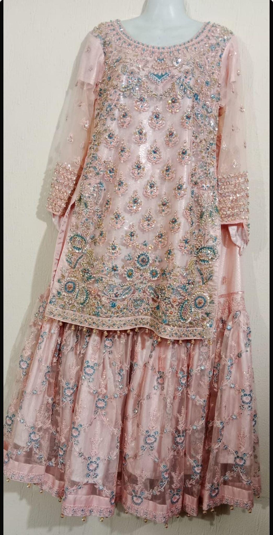 strapless open back dress MARIA B TEA PINK LUXURY CHIFFON COLLECTION| WEDDING FORMALS| TOP PAKIS   Shaebiz Collection