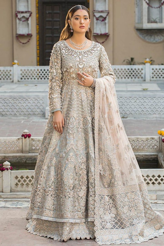 Wedding Dress Sistaglam Embroidered Maxi Dress Embroidered Net Pakistani  Wedding Gown: Bridal Maxi Dress