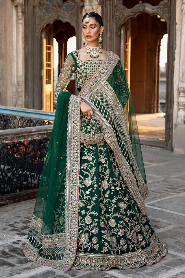 lehenga dress green Emerald Green Glam Lehenga