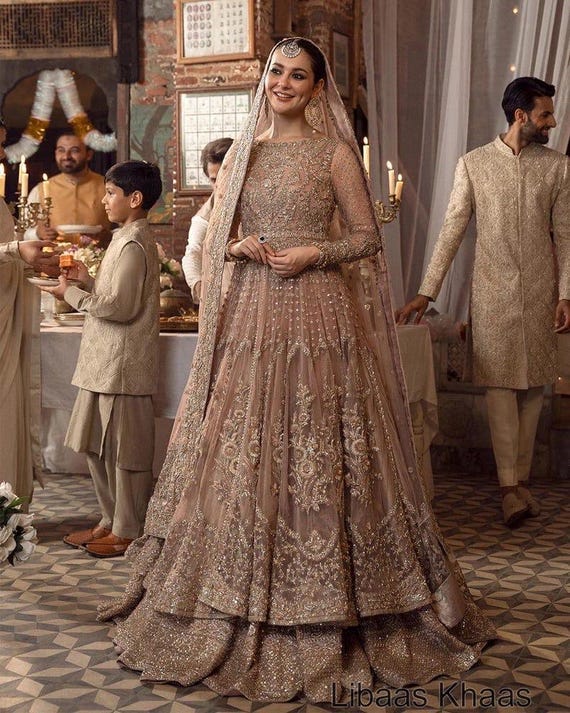 Net Bridal Maxi Grey Embroidered Net Maxi Gown: Pakistani Wedding Outfit,  Indian Guest Party Wear Dress
