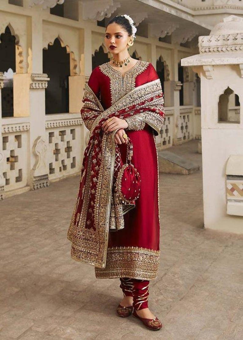 Pesante Abto ndano Pakstano Ethnco Salwar Kameez Da Sposa Desgner