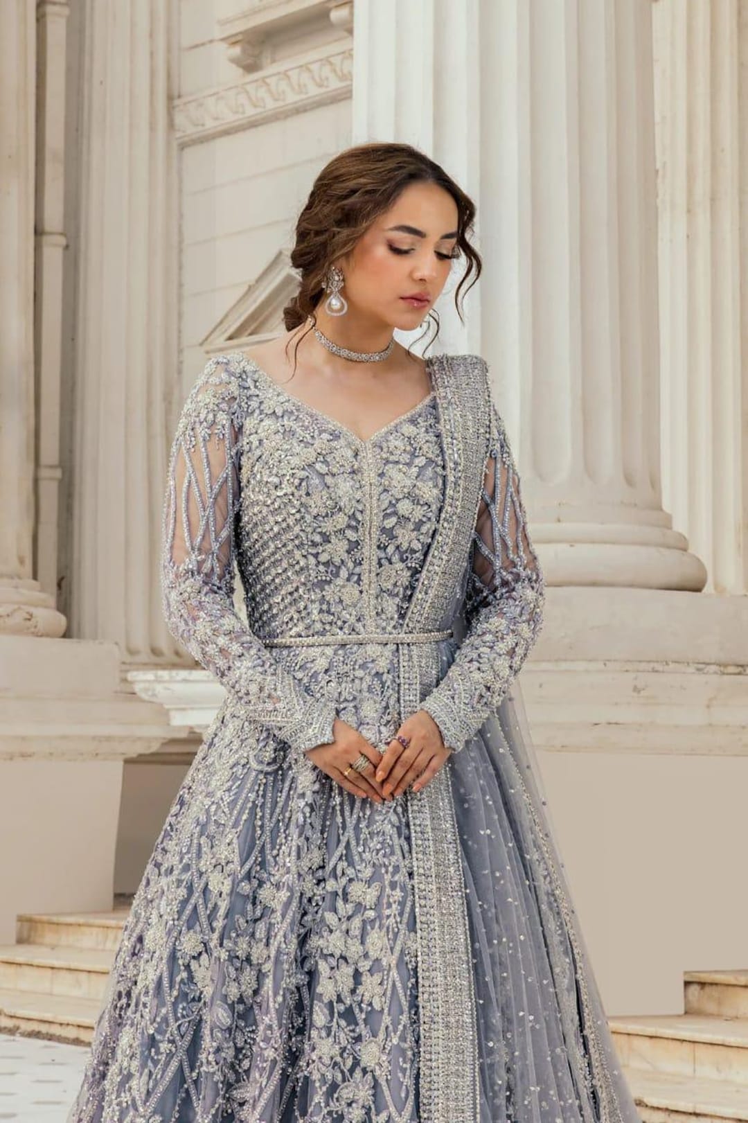 silver maxi dress pakistani Silver Pakistani Wedding Clothing: Buy Silver Pakistani Wedding Clothing for Women Online in USA