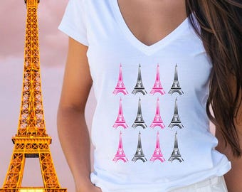 T-shirt Parijs Eiffeltoren dames, romantisch T-shirt Franse roos, cadeau Parijs minnaar, shirt valentijnsdag, esthetische reisoutfit, leuke top Frankrijk