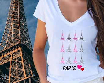 Eiffeltoren shirt vrouwen romantisch Parijs T-shirt Franse roos T-shirt Parijs minnaar cadeau Valentijnsdag outfit esthetiek Frankrijk top romantisch Frans