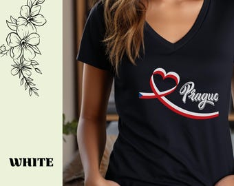 T-shirt Praag, Tsjechische Republiek, grafisch T-shirt dames, Europees reisshirt, vakantietop Praag, leuk Europees shirt, leuk reisshirt