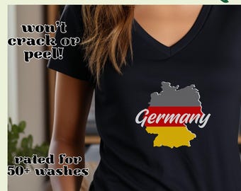Germany MAP V-Neck T-Shirt, German Pride Shirt, Deutschland MAP Tee, European Travel Top, Gift for Her, Europe trip top, germany fashion
