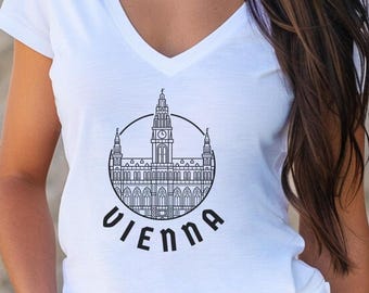 T-shirt Wenen Skyline V-hals: Austria Travel Top