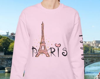 Moletom feminino com estampa da Torre Eiffel, estilo Paris, aconchegante, perfeito para viagem a Paris, ideal para presentear. Suéter de viagem para meninas com tema francês.