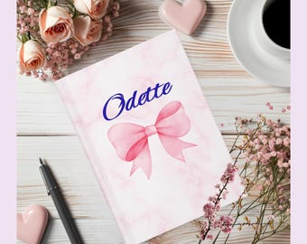 Personalized Coquette Bow Journal: Custom Name Marble Notebook
