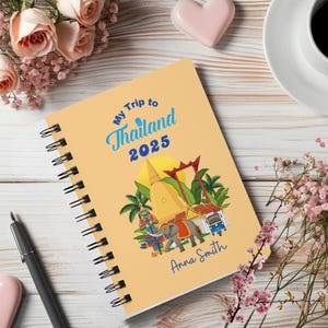 Carnet de voyage en Thaïlande, spirale à couverture rigide, livre de souvenirs de vacances, reliure à spirales, carnet d'aventures, agenda en Asie du Sud-Est, voyage quinceanera