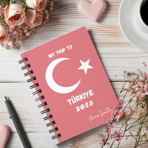 Carnet cartonné de voyage en Turquie, carnet à spirales pour voyageur, cadeau Quinceanera, carnet personnalisable, carnet de souvenirs Sweet 16, voyage