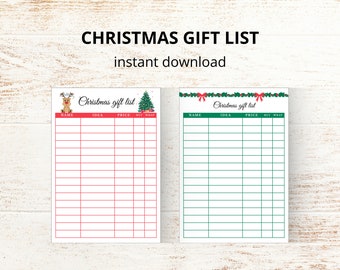 Christmas gift list | Christmas list | Christmas shopping