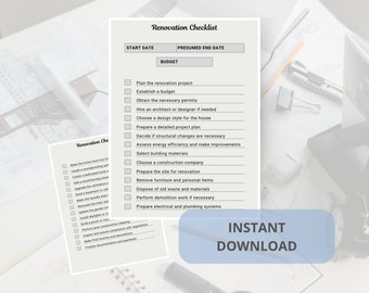 Renovation checklist | renovation planner | new home checklist