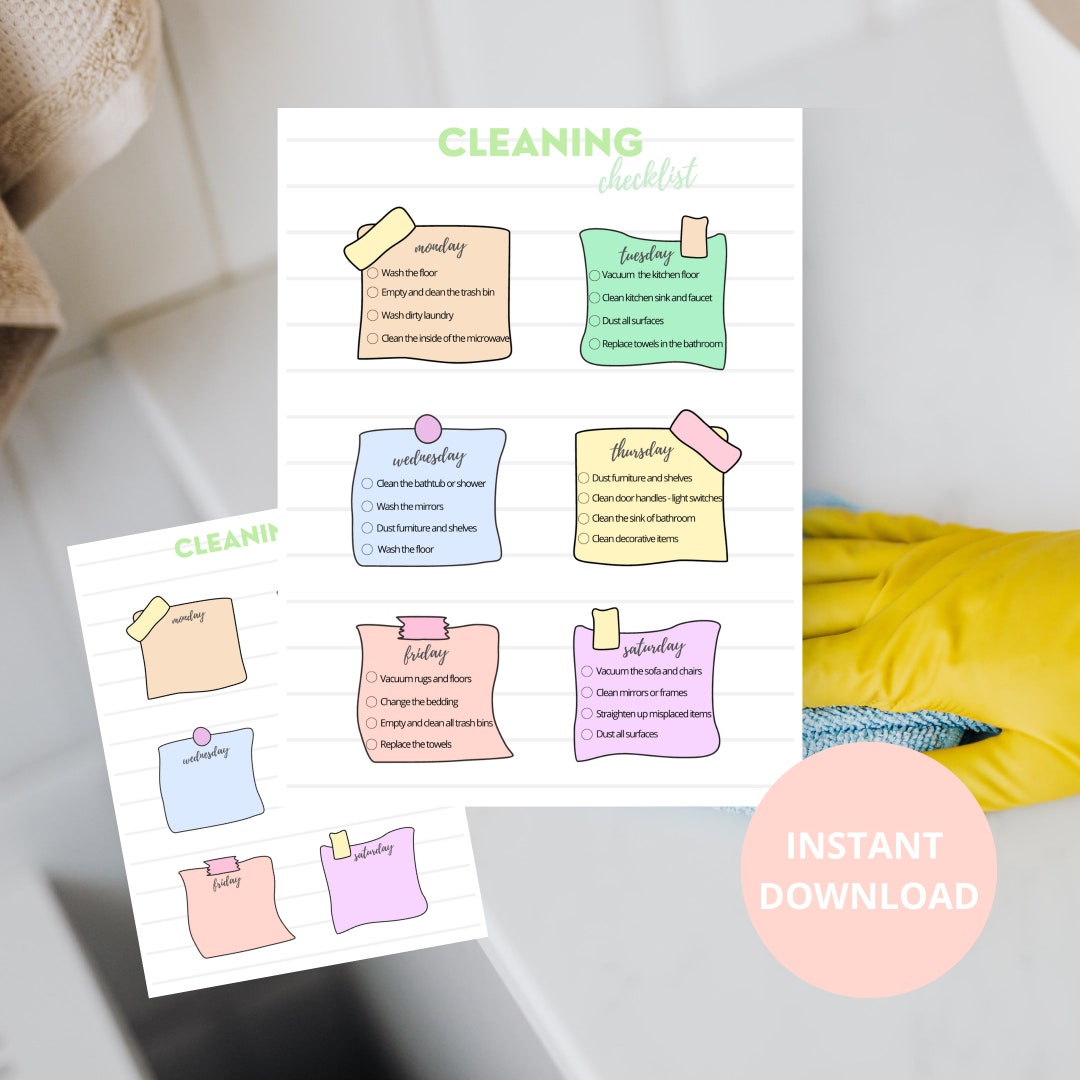 Cleaning Checklist Cleaning Planner - Etsy Canada
