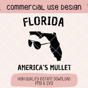 Download digitale PNG del Mullet della Florida, design divertente per maglietta da uomo selvaggio della Florida, download immediato e stampa, esilarante SVG dello Stato