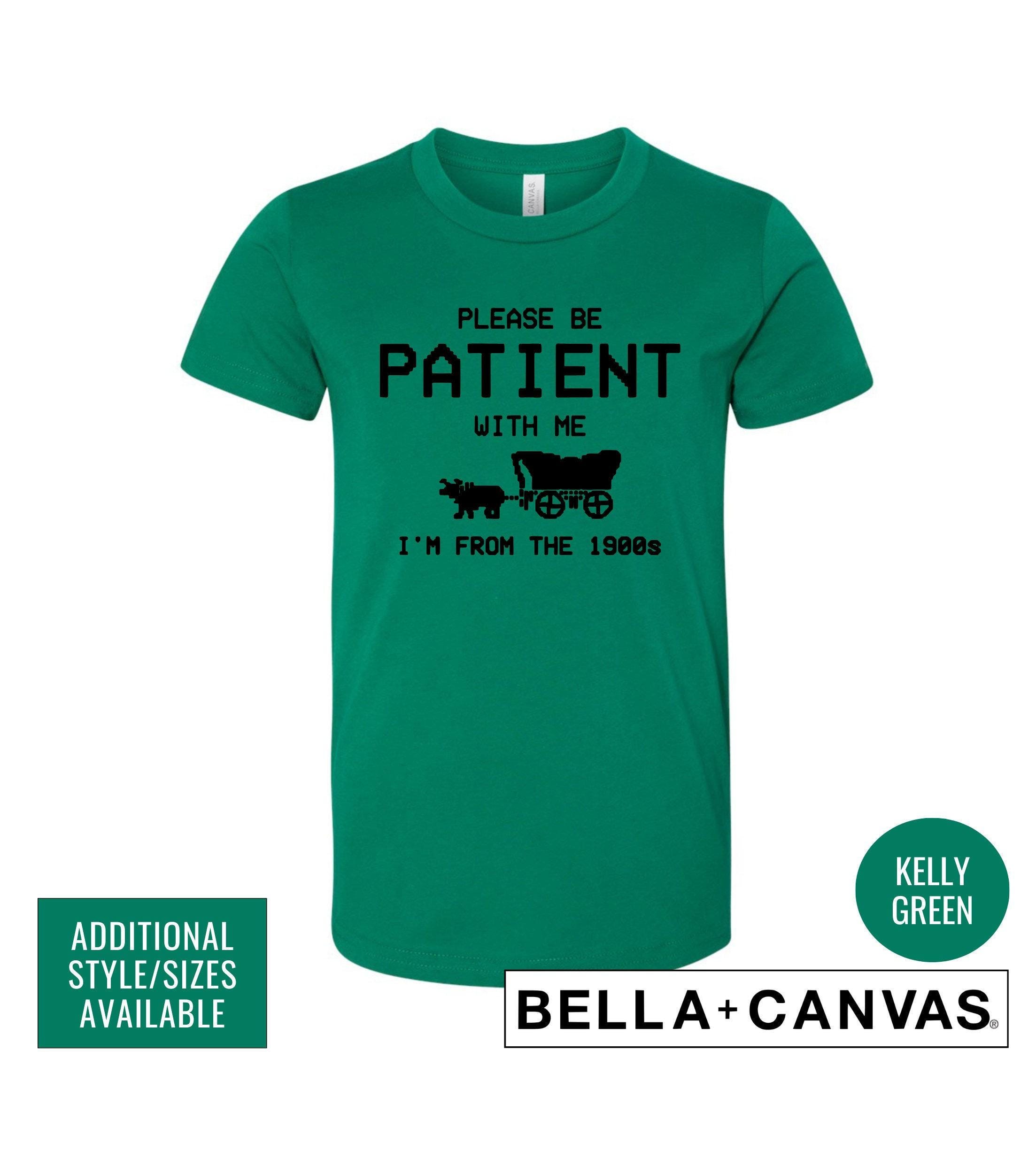 Please Be Patient With Me I'm From The 1900s Oregon Trail Throwback Mens Graphic TShirt, Trendy Funny Adult Humor Womens V-Neck T-Shirt Gift