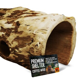 X-Large Java/Coffee Wood Reptile or Small Animal House. XL Size:  17" Long "x 9" Tall.  Premium Hand Carved Wood - NOT Plastic or Resin.