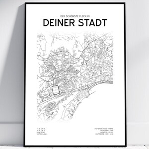 Het mooiste plekje van JOUW STAD! | Poster/digitaal downloaden | Voetbalstadion stadsplattegrond | Cadeau voor ELKE voetbalfan, wanddecoratie