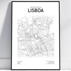 Mapa da Cidade do Estádio do Sporting Lisboa | Pôster/Download digital | Lisboa Design | Presente Torcedor Esportivo, Decoração Portugal
