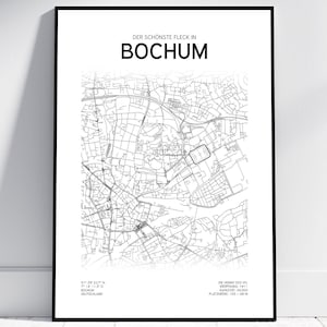 Mapa da cidade do Estádio de Bochum | Pôster/Download digital | Mapa de futebol | Mapa de Bochum | Presente para todos os fãs do Bochum, Ruhrstadion