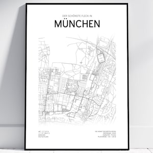 Plan de la ville du stade de Munich | Affiche/Téléchargement numérique | FCB | Carte de Munich | Carte de Munich | Cadeau pour fan du Bayern, père, fils, Bavière