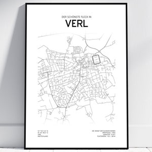 Verl Stadion stadsplattegrond | Poster/digitaal downloaden | Uitgeversontwerp | Cadeau voor alle verliezers | Wanddecoratie, kerstcadeau voetbal