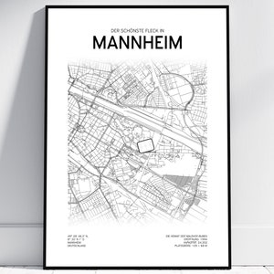 Stadsplattegrond Mannheim Stadion | Poster/digitaal downloaden | Mannheim-kaart, ontwerp | Cadeau voor Mannheim-fans, wanddecoratie