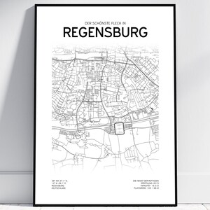 Plan de la ville du stade de Ratisbonne | Affiche/Téléchargement numérique | Carte de football, conception de Ratisbonne | Carte, cadeau pour les fans de Ratisbonne, décoration murale