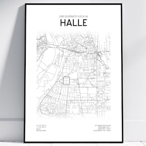 Plan de la ville du stade de Halle | Affiche/Téléchargement numérique | Carte de football | Conception Hallescher | Le cadeau pour chaque fan de Halle, décoration murale