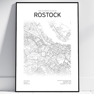 Rostock Stadion stadsplattegrond | Poster/digitaal downloaden | Stadionkaart | Kogel | Cadeau voor Rostock-fans, vader, zoon | Hansa wanddecoratie