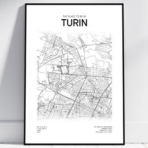 Carte de la ville de la Juventus Turin | Affiche/Téléchargement numérique | Conception de la Juventus | La Vieille Dame | Stade Allianz | Cadeau Juve | Stade de la Juventus