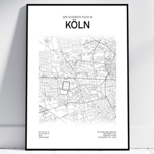 Stadionkaart van Keulen Stadion | Poster/digitaal downloaden | Keulen kaart | Keulen-ontwerp | Cadeau voor elke Keulse fan, wanddecoratie