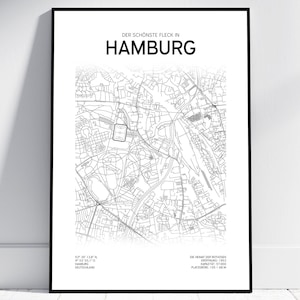 Plan de la ville du stade de Hambourg | Affiche/Téléchargement numérique | Carte de football | Conception de Hambourg | LE cadeau pour tous les fans de Hambourg, décoration murale