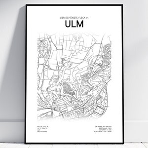 Ulm Stadion stadsplattegrond | Poster/digitaal downloaden | Ulm-kaart | Cadeau voor Ulmer, wanddecoratie, voetbal