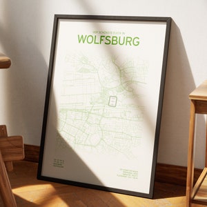 Stadsplattegrond Wolfsburgstadion | Poster/digitaal downloaden | Voetbalkaart | Wolfsburg-ontwerp | Cadeau voor inwoners van Wolfsburg, wanddecoratie