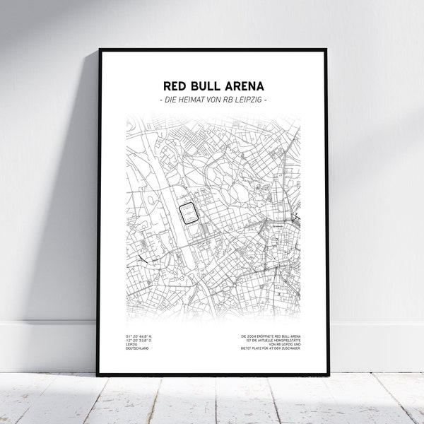 Red Bull Arena – RB Leipzig city map | Digital Download | Football Map | Leipzig map | The Red Bulls | Openda, Simons, Elmas, space