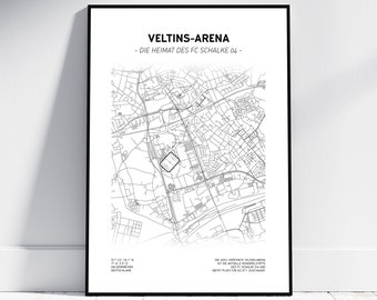 Veltins-Arena – FC Schalke 04 Stadtkarte | Poster/Digitaler Download | Fußball Map | Gelsenkirchen Karte | Stadion | Schalke
