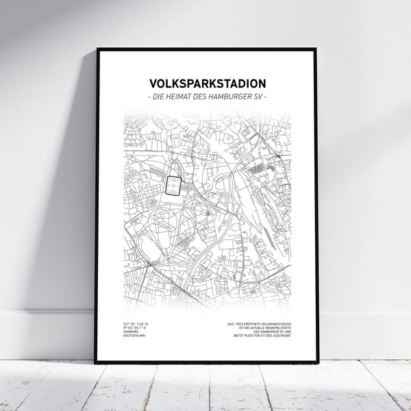 Volksparkstadion – Hamburger SV Stadtkarte | Poster/Digitaler Download | Fußball Map | Hamburg Karte | HSV | Steffen Baumgart | Geschenk