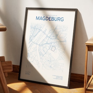 Stadsplattegrond van het Magdeburg-stadion | Poster/digitaal downloaden | Voetbalkaart | Magdeburg kaartontwerp, cadeau voor Magdeburg fans, vader, vriend