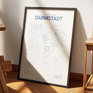 Plan de la ville du stade de Darmstadt | Affiche/Téléchargement numérique | Carte de football | Conception de Darmstadt | Le cadeau pour chaque fan de Darmstadt