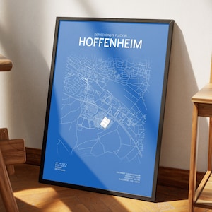 Plan de la ville du stade Hoffenheim | Téléchargement numérique | Carte de Sinsheim | Affiche pour fan de Hoffenheim, cadeau pour chaque Sinsheimer, salon