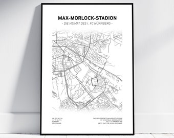 Max Morlock Stadium – 1. FC Nürnberg city map | Poster/Digital Download | Football Map | Nuremberg map | Max Morlock Stadium