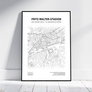 Fritz Walter Stadium – 1. FC Kaiserslautern city map | Poster/Digital Download | Football Map | 'Lautern map | Gift for Lautern fan